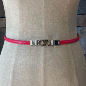 Red Leatherette Accent Adjustable Women’s Belt- one size